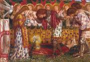 Dante Gabriel Rossetti How Sir Galahad,Sir Bors and Sir Percival were Fed with the Sanc Grael But Sir Percival's Sister Died by the Way (mk28) china oil painting reproduction